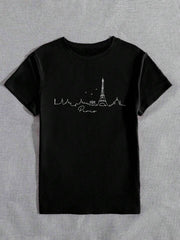 CAMISETA NEGRA DAMA CIUDAD PARIS