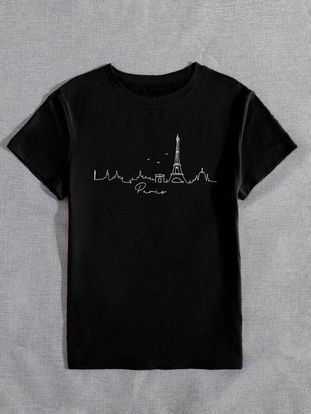 CAMISETA NEGRA DAMA CIUDAD PARIS