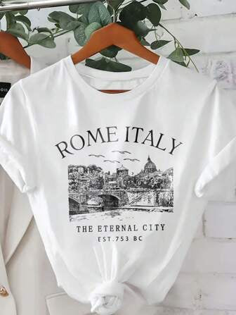 CAMISETA MUJER BLANCA ROME ITALY