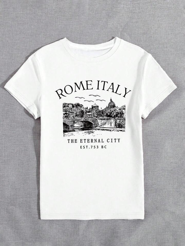 CAMISETA MUJER BLANCA ROME ITALY