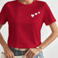 CAMISETA ROJA DAMA TRES CORAZONES