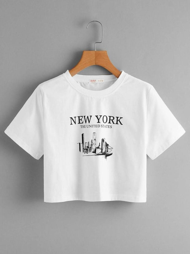 CAMISETA CROP NEW YORK THE UNITED STATES