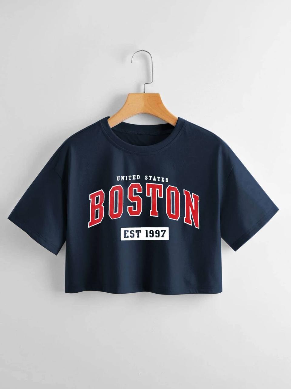 CAMISETA AZUL CROP BOSTON EST