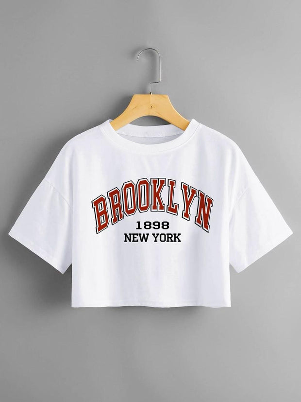 CAMISETA BLANCA CROP BROOKYN 1898 NEW YORK