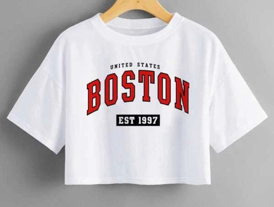 CAMISETA BLANCA CROP BOSTON EST