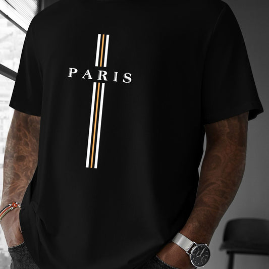 CAMISETA NEGRA CRUZ PARIS LINEA AMARILLA