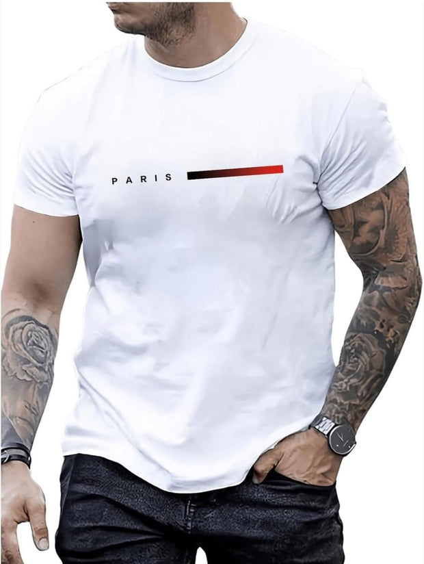 CAMISETA HOMBRE BLANCA PARIS LINEA ROJA