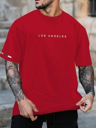 CAMISETA HOMBRE ROJA LOS ANGELES