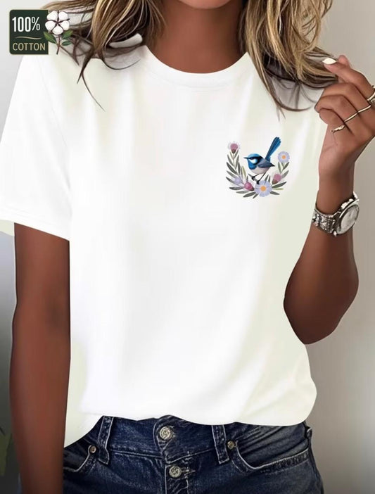 CAMISETA DAMA BLANCO PAJARO CORAZON