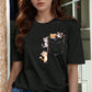 CAMISETA DAMA NEGRA GATOS BOLSILLO