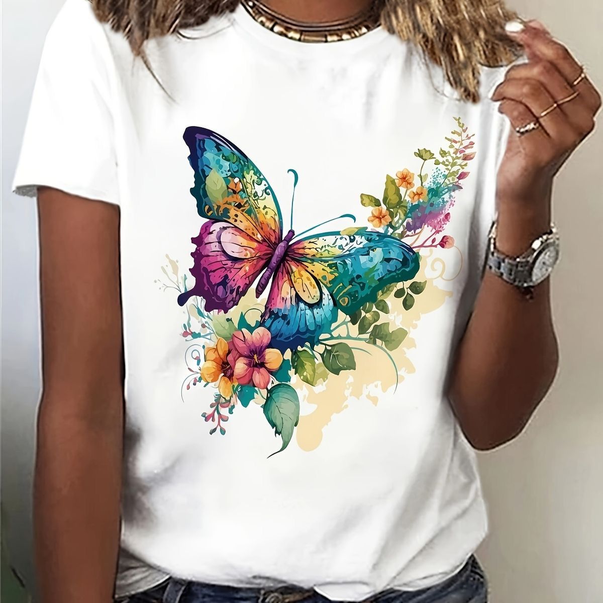 CAMISETA DAMA MARIPOSA FLORES