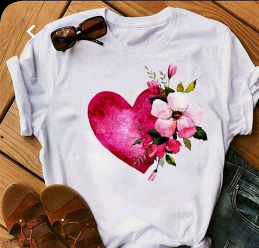 CAMISETA DAMA CORAZON FLOR