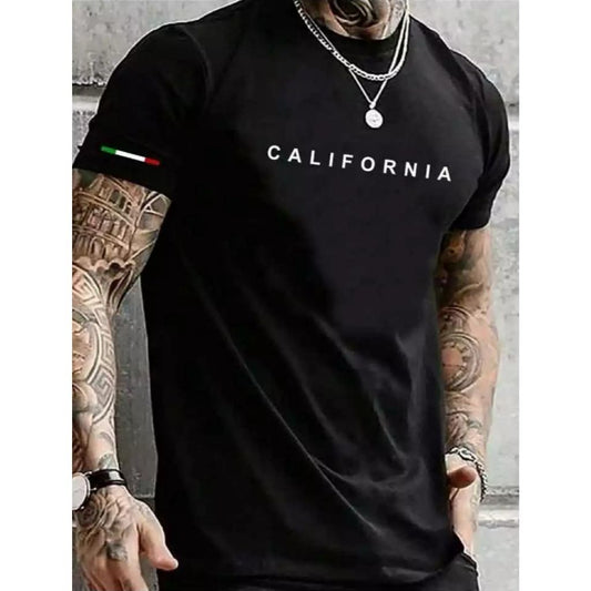 CAMISETA NEGRA CALIFORNIA LINEAS EN LA MANGA