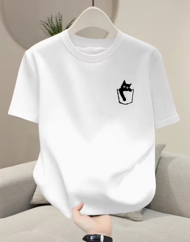 CAMISETA HOMBRE BOLSILLO GATO CORAZON