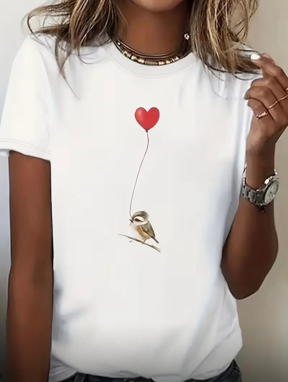 CAMISETA DAMA BLANCO PAJAROCORAZON