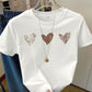 CAMISETA DAMA BLANCO 3CORAZONES RAYADOS