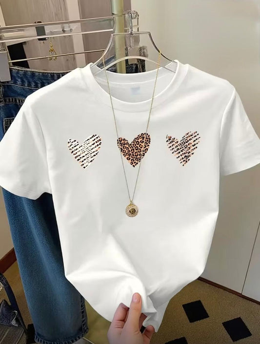 CAMISETA DAMA BLANCO 3CORAZONES RAYADOS