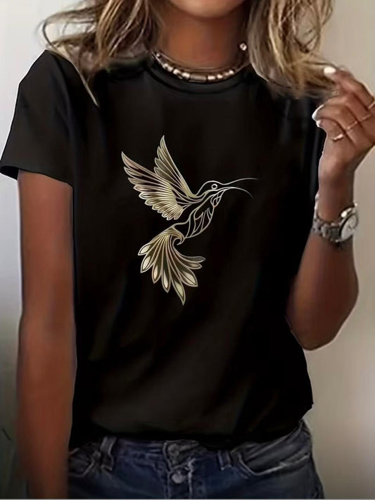 CAMISETA DAMA NEGRO COLIBRI AMARILLO