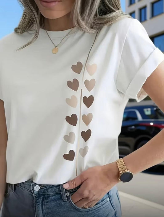 CAMISETA DAMA BLANCO CORAZONES