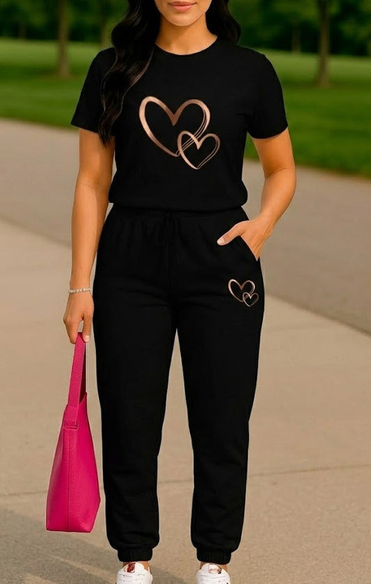 CONJUNTO DAMA JOGGER NEGRO CORAZONES UNIDOS