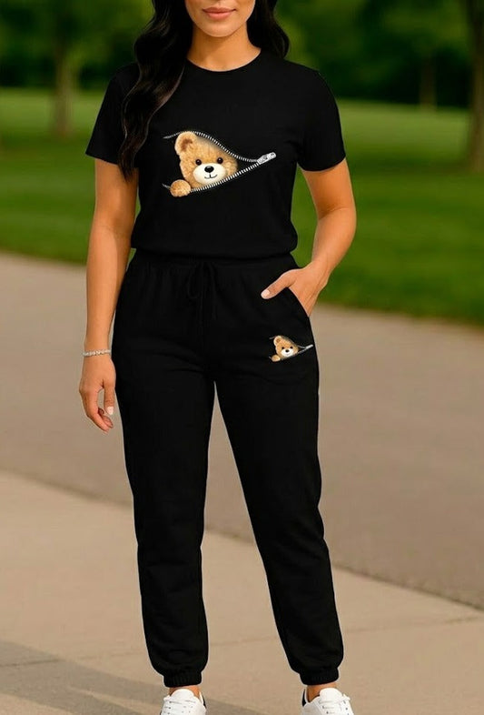 CONJUNTO DAMA JOGGER NEGRO OSO CREMALLERA