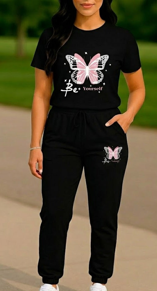CONJUNTO DAMA JOGGER NEGRO MARIPOSA BE YOURSELF