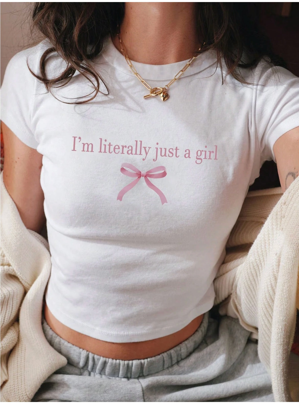 CAMISETA DAMA BLANCA I AM LITERALLY JUST A GIRL