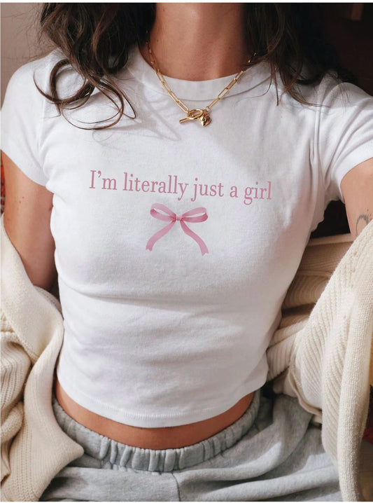 CAMISETA DAMA BLANCA I AM LITERALLY JUST A GIRL