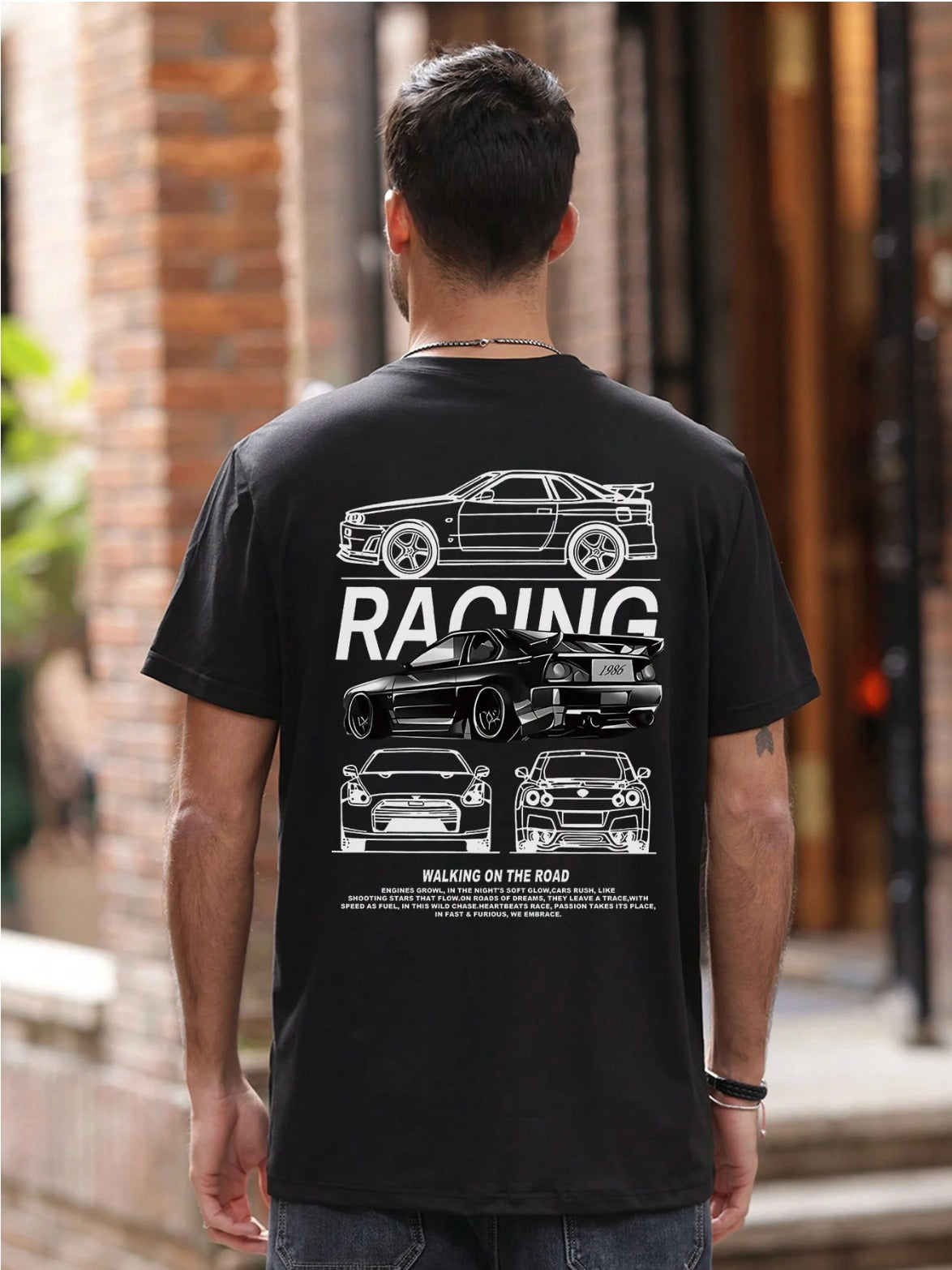CAMISETA HOMBRE NEGRA RACING