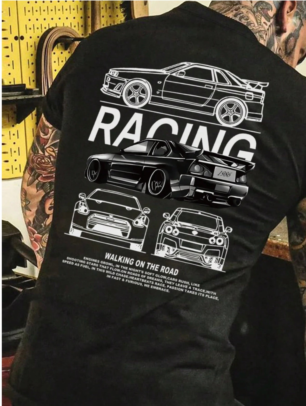 CAMISETA HOMBRE NEGRA RACING