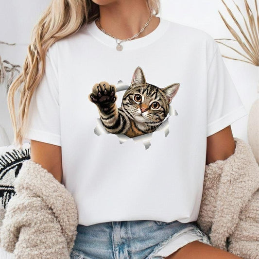 CAMISETA BLANCA DAMA NUEVA GATO RATO