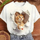 CAMISETA BLANCA DAMA GATO ROTO CORAZON