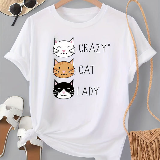CAMISETA BLANCA DAMA CRAZY CAT LADY