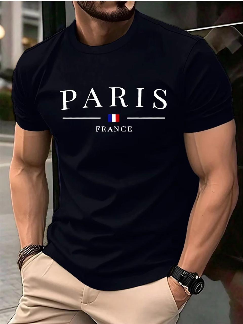 CAMISETA NEGRA HOMBRE  NUEVA PARIS FRANCE
