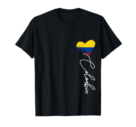 CAMISETA NEGRA HOMBRE PUNTA CORAZON COLOMBIA