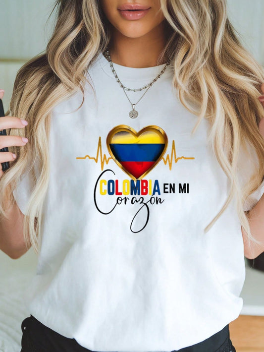 CAMSIETA BLANCA DAMA CARDIO CORAZON COLOMBIA