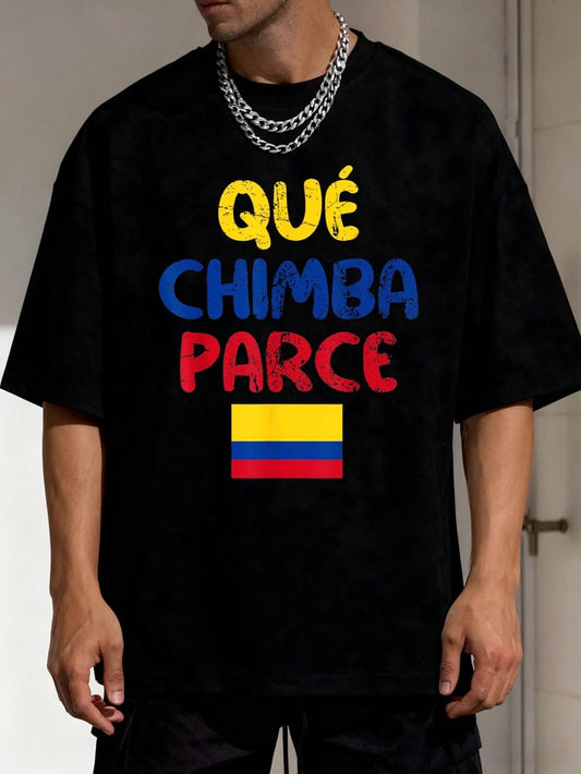 CAMISETA HOMBRE NEGRA QUE CHIMBA COLOMBIA