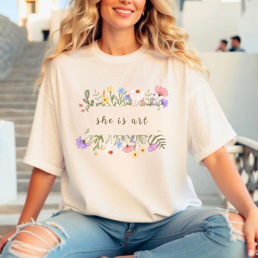 CAMISETA DAMA CAMEL SHE IS ART