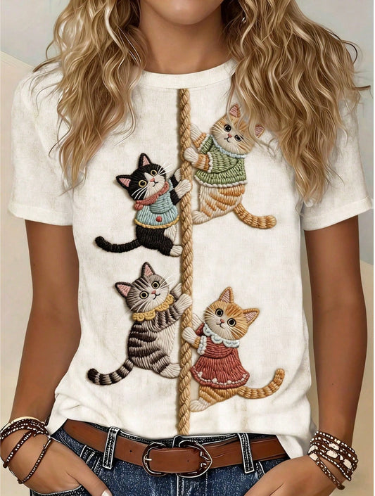 CAMISETA DAMA BLANCA 4 GATOS