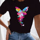 CAMISETA NEGRA MARIPOSA ROSA