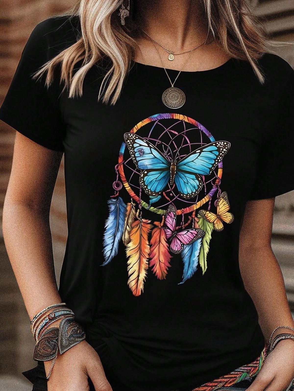 CAMISETA DAMA MARIPOSA ATRAPASUEÑOS