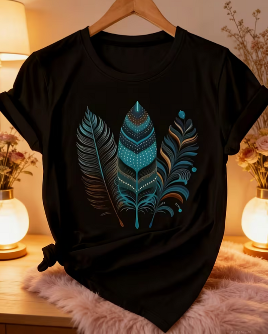 CAMISETA DAMA NEGRA 3 PLUMAS