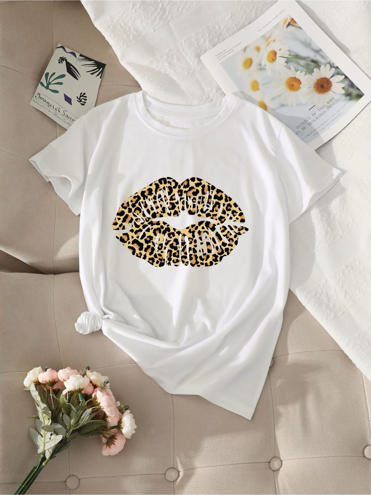 CAMISETA DAMA BESO LEOPARDO