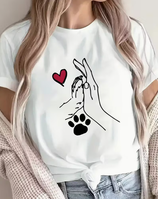 CAMISETA DAMA BLANCA MANO-PATICA