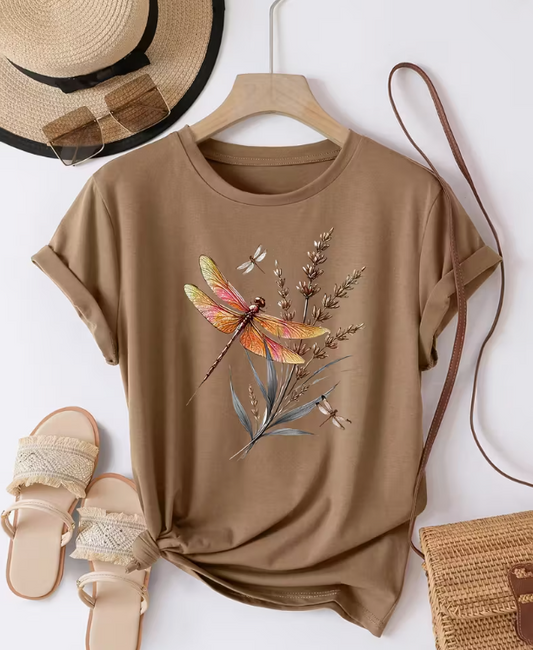 CAMISETA DAMA CAQUIS LIBELULA