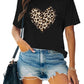 CAMISETA DAMA NEGRA CORAZON LEOPARDO