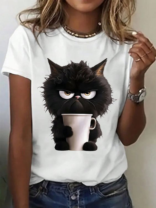 CAMISETA DAMA GATO NEGRO