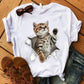 CAMISETA DAMA GATO  RAYAS ROTO 306