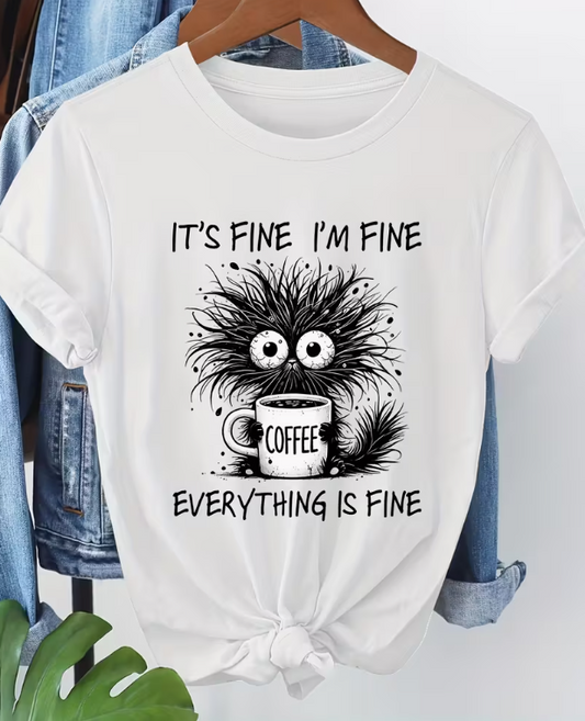 CAMISETA DAMA BLANCA EVERYTHING IS FINE
