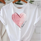 CAMISETA DAMA BLANCA CORAZON ROSA